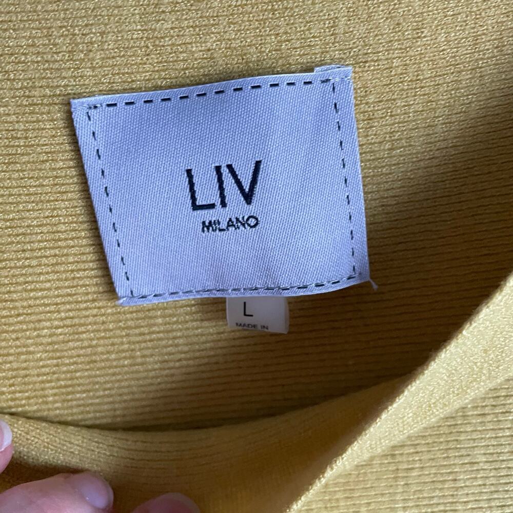 Liv Milano Gem Sweater Mustard Yellow Lace and Bead Embellishments Size Large - Picture 5 of 9